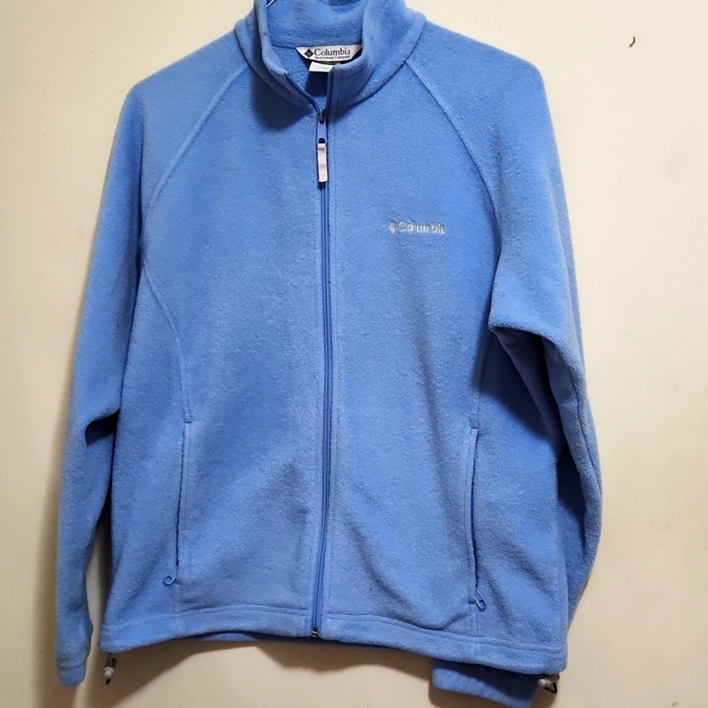 Columbia light blue zip-up fleece size large